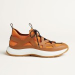 HERMES Katana Sneakers H251981ZHO1400 Orange H Naturel men’s luxury sport shoes