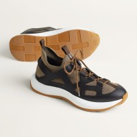 HERMES Katana Sneakers H251981ZHX3420 Étoupe Noir – Men’s Luxury Designer Sport Sneakers