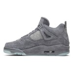 Side view of the KAWS x Air Jordan 4 Retro "Cool Grey" 930155-003 sneaker in cool grey with premium suede materials