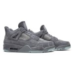 Side view of the KAWS x Air Jordan 4 Retro "Cool Grey" 930155-003 sneaker in cool grey with premium suede materials