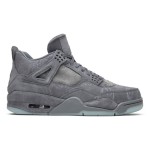 Side view of the KAWS x Air Jordan 4 Retro "Cool Grey" 930155-003 sneaker in cool grey with premium suede materials