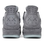 Side view of the KAWS x Air Jordan 4 Retro "Cool Grey" 930155-003 sneaker in cool grey with premium suede materials