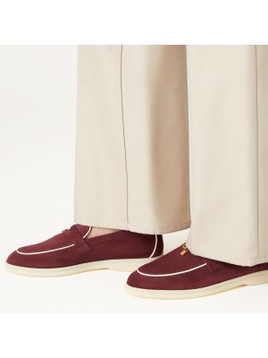 Loro Piana Damen-Sommer-Charm-Walk-Loafer FAL5899-Q07N | Azuki Beans Luxuslederschuhe für Frauen