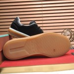 Loro Piana Tennis Walk Sneaker in black suede with tonal leather details, white sidewall and Coffee Gum Sole