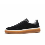 Loro Piana Tennis Walk Sneaker in black suede with tonal leather details, white sidewall and Coffee Gum Sole