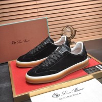 Loro Piana Tennis Walk Sneaker Black Suede with Coffee Gum Sole