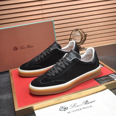 Loro Piana Tennis Walk Sneaker Black Suede with Coffee Gum Sole