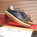 Loro Piana Tennis Walk Sneaker Dark Chocolate Brown Coffee leather suede gum sole sneakers