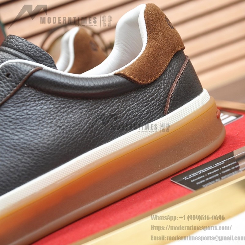 Loro Piana Tennis Walk Sneaker Dark Chocolate Brown Coffee leather suede gum sole sneakers