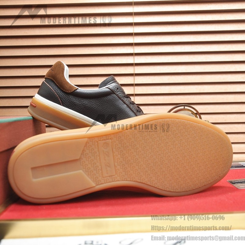 Loro Piana Tennis Walk Sneaker Dark Chocolate Brown Coffee leather suede gum sole sneakers