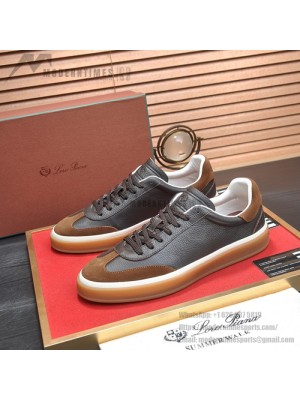 Loro Piana Tennis Walk Sneaker 다크 초콜릿 브라운 커피 검솔 레더 & 스웨이드 스니커즈
