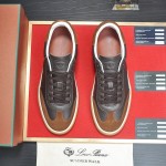 Loro Piana Tennis Walk Sneaker Dark Chocolate Brown Coffee leather suede gum sole sneakers