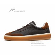 Loro Piana Tennis Walk Sneaker Dark Chocolate Brown Coffee Gum Sole Leather Suede Sneakers