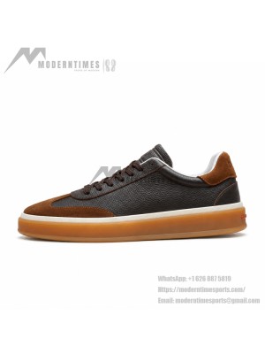 Loro Piana Tennis Walk Sneaker 다크 초콜릿 브라운 커피 검솔 레더 & 스웨이드 스니커즈