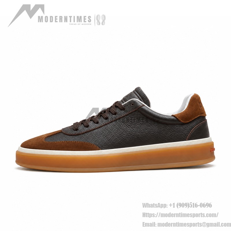 Loro Piana Tennis Walk Sneaker Dark Chocolate Brown Coffee leather suede gum sole sneakers
