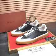 Loro Piana Tennis Walk Sneaker Black Light Grey Leather Suede Gum Sole