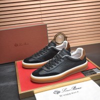 Loro Piana Tennis Walk Sneaker Black Calfskin & Suede FAO9334_8000