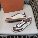 Loro Piana Tennis Walk Sneaker Chocolate Brown quiet luxury low top casual shoes for men with gum sole