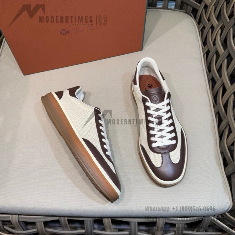 Loro Piana Tennis Walk Sneaker Chocolate Brown quiet luxury low top casual shoes for men with gum sole