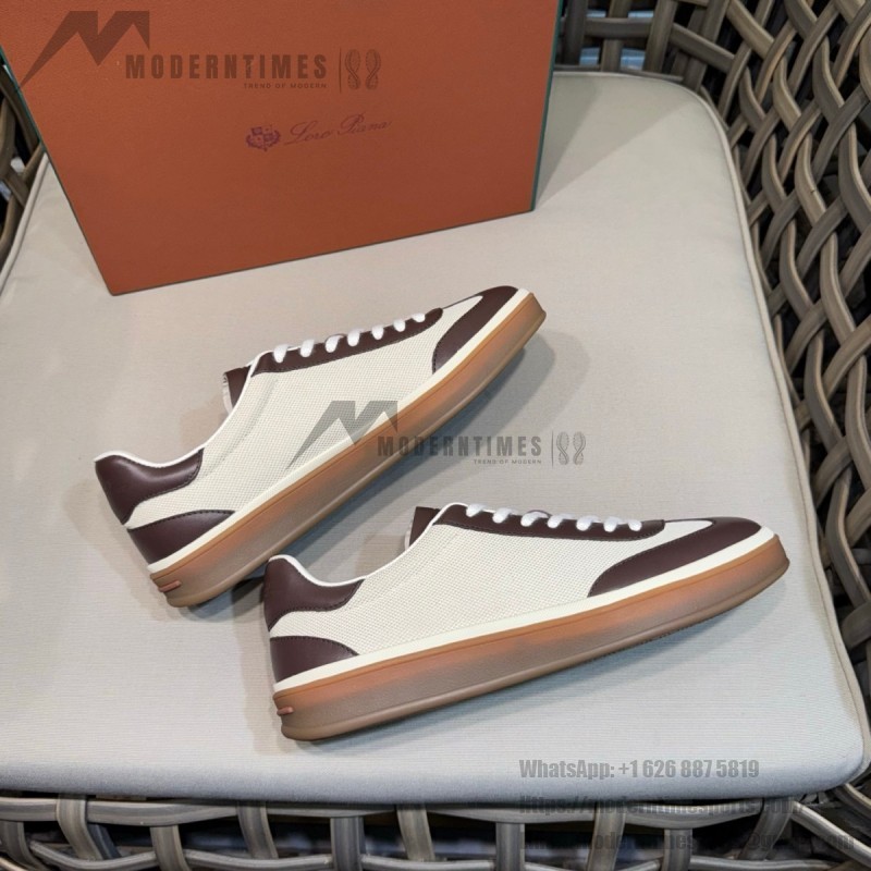 Loro Piana Tennis Walk Sneaker Chocolate Brown quiet luxury low top casual shoes for men with gum sole