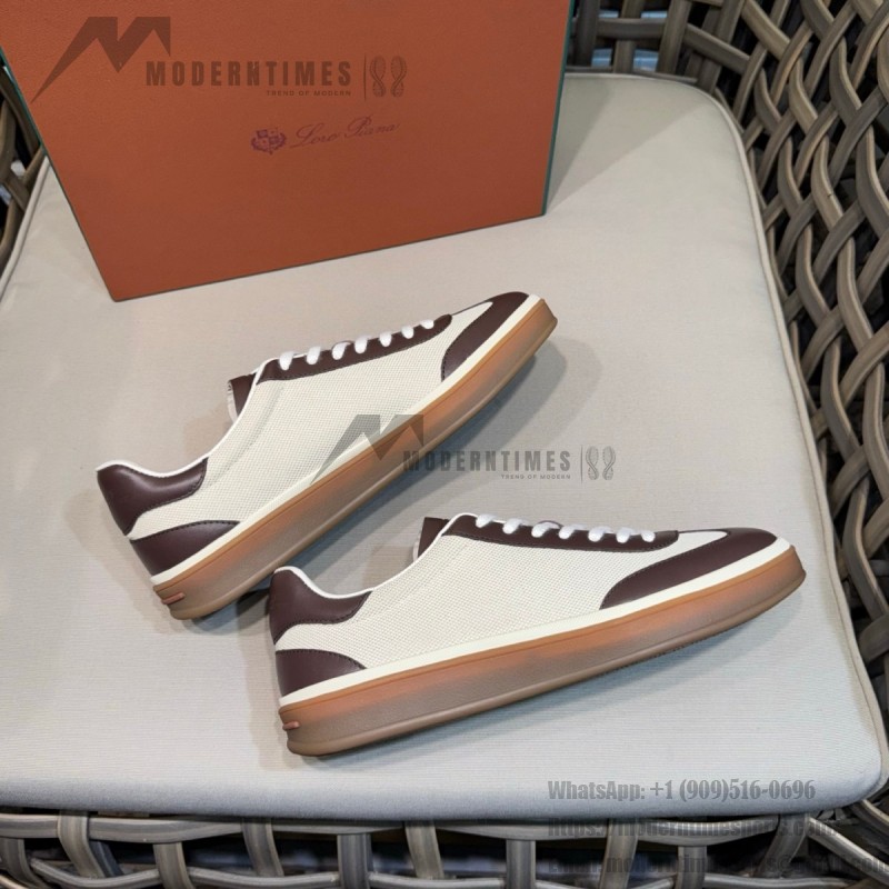 Loro Piana Tennis Walk Sneaker Chocolate Brown quiet luxury low top casual shoes for men with gum sole