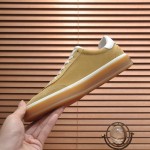 Loro Piana Tennis Walk Sneaker in camel tan suede with white leather accents and Coffee Gum Sole