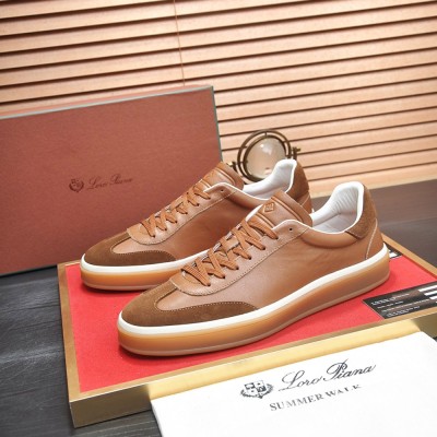 Loro Piana Tennis Walk Sneaker Tan Brown Gum Sole Leather Suede Low-Top Sneakers