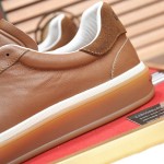 Loro Piana Tennis Walk Sneaker tan brown leather suede gum sole low top sneakers