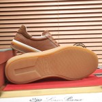 Loro Piana Tennis Walk Sneaker tan brown leather suede gum sole low top sneakers