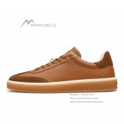 Loro Piana Tennis Walk Sneaker Tan Brown Gum Sole Leather Suede Low-Top Sneakers