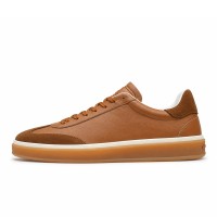 Loro Piana Tennis Walk Sneaker Tan Brown Gum Sole Leather Suede Low-Top Sneakers