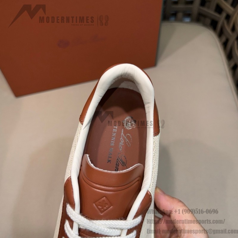 Loro Piana Tennis Walk Sneaker Cotton Natural Deep Kummel FAR1099_B646 low top casual shoes for women with gum sole