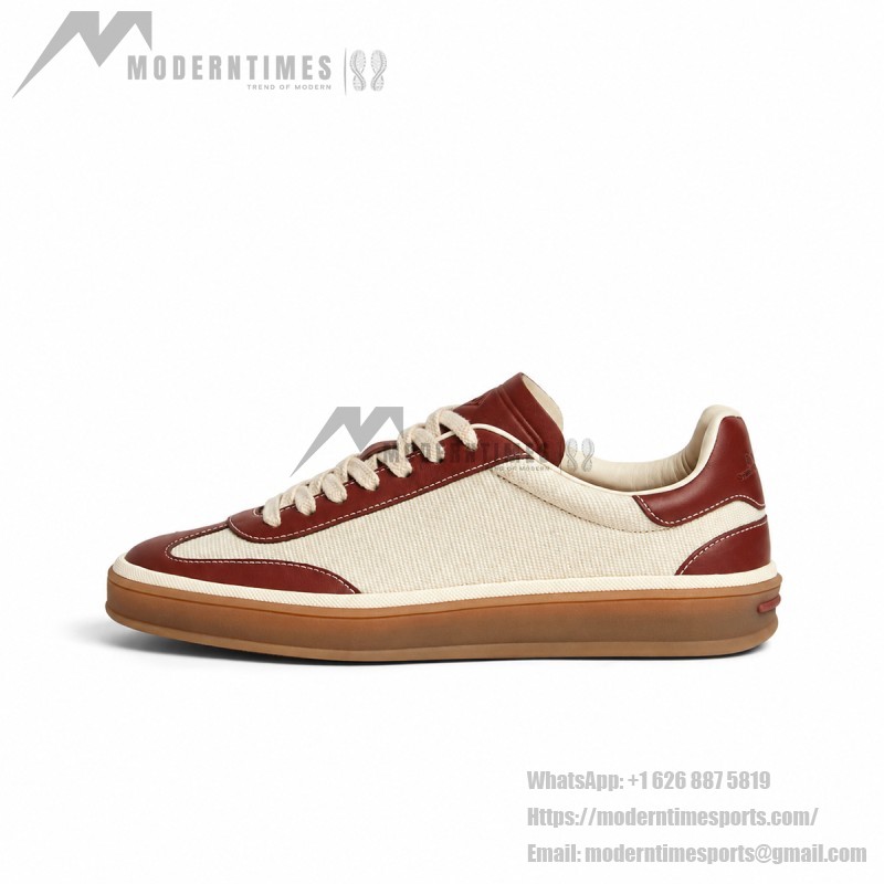 Loro Piana Tennis Walk Sneaker Cotton Natural Deep Kummel FAR1099_B646 low top casual shoes for women with gum sole