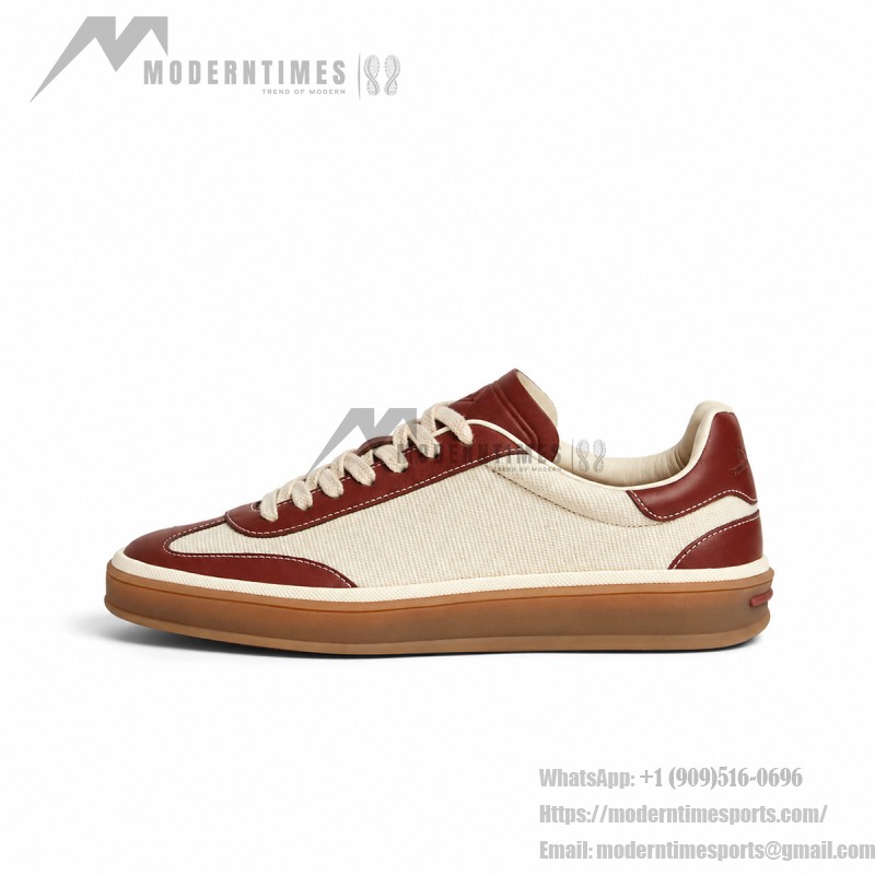 Loro Piana Tennis Walk Sneaker Cotton Natural Deep Kummel FAR1099_B646 low top casual shoes for women with gum sole