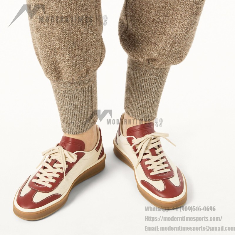 Loro Piana Tennis Walk Sneaker Cotton Natural Deep Kummel FAR1099_B646 low top casual shoes for women with gum sole