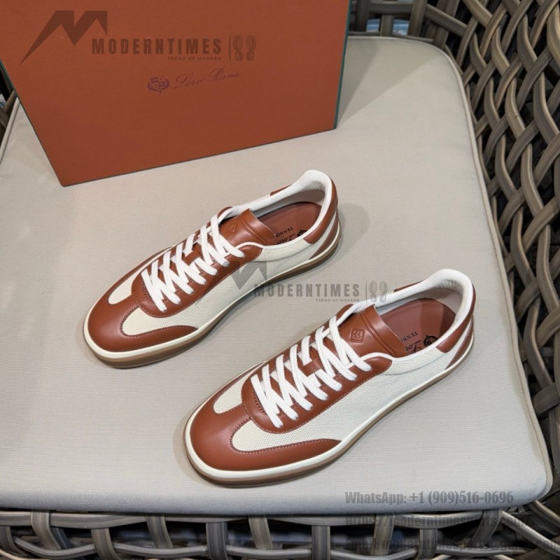Loro Piana Tennis Walk Sneaker Cotton Natural Deep Kummel FAR1099_B646 low top casual shoes for women with gum sole