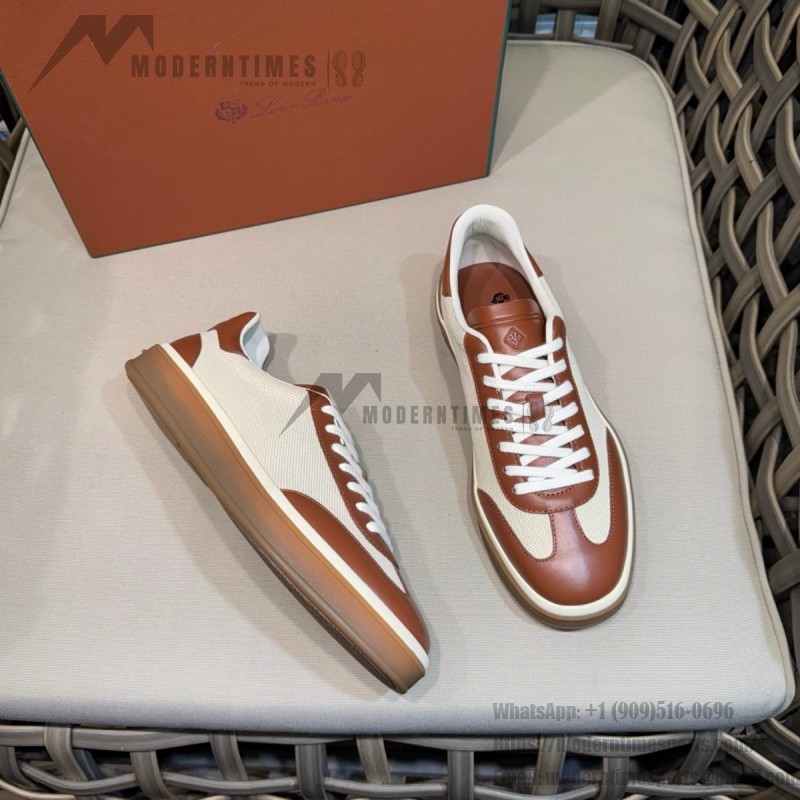 Loro Piana Tennis Walk Sneaker Cotton Natural Deep Kummel FAR1099_B646 low top casual shoes for women with gum sole