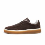 Loro Piana Tennis Walk Sneaker in dark chocolate brown suede with dark brown leather accents and Coffee Gum Sole