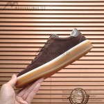 Loro Piana Tennis Walk Sneaker in dark chocolate brown suede with dark brown leather accents and Coffee Gum Sole