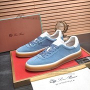Loro Piana Tennis Walk Sneaker Dusty Blue Suede with Coffee Gum Sole