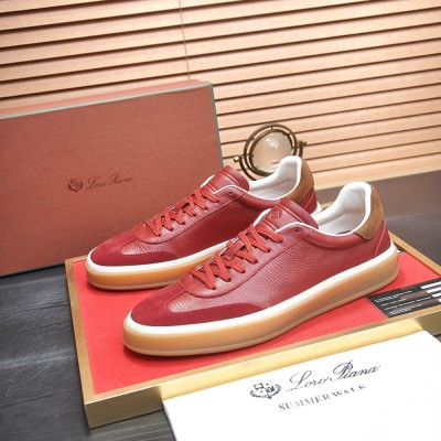 Loro Piana Tennis Walk Sneaker Burgundy Red Brown Leather Suede Gum Sole Sneakers