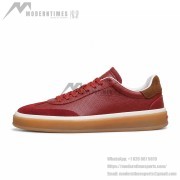 Loro Piana Tennis Walk Sneaker Burgundy Red Brown Leather Suede Gum Sole Sneakers