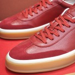 Loro Piana Tennis Walk Sneaker Burgundy Red Brown Leather Suede Gum Sole side view