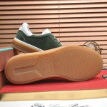 Loro Piana Tennis Walk Sneaker in forest green suede with white leather accents and Coffee Gum Sole