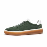 Loro Piana Tennis Walk Sneaker in forest green suede with white leather accents and Coffee Gum Sole
