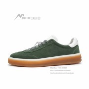 Loro Piana Tennis Walk Sneaker Forest Green Suede with Coffee Gum Sole