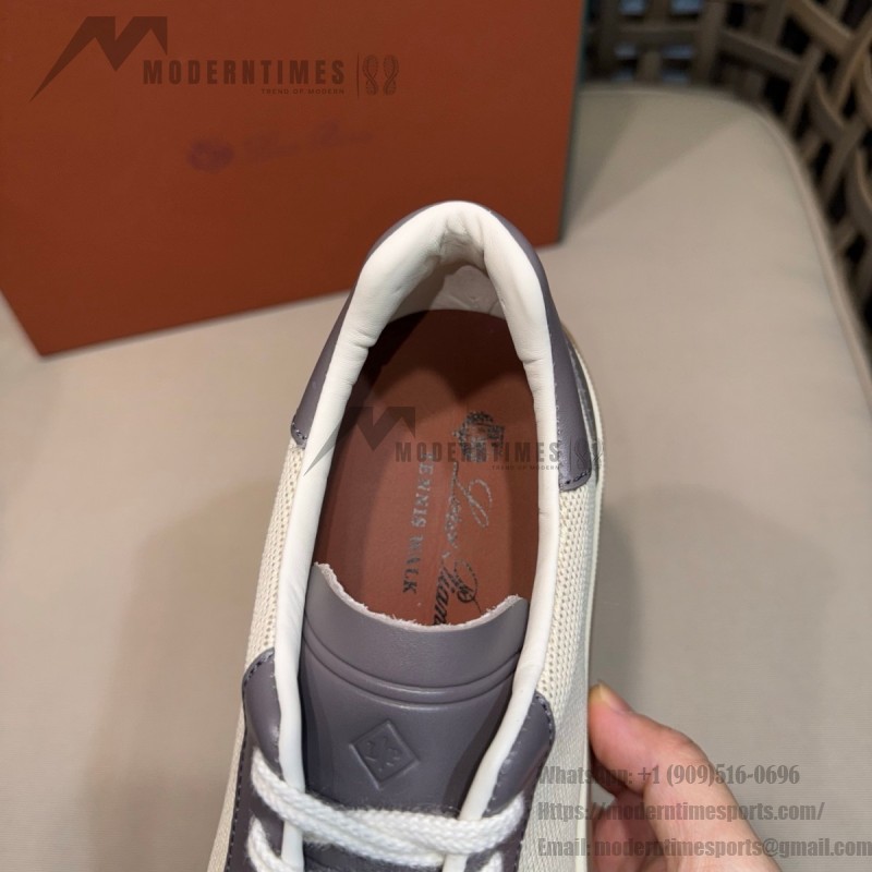 Loro Piana Tennis Walk Sneaker Light Grey minimal luxury low top casual shoes for men with gum sole