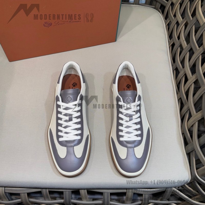 Loro Piana Tennis Walk Sneaker Light Grey minimal luxury low top casual shoes for men with gum sole