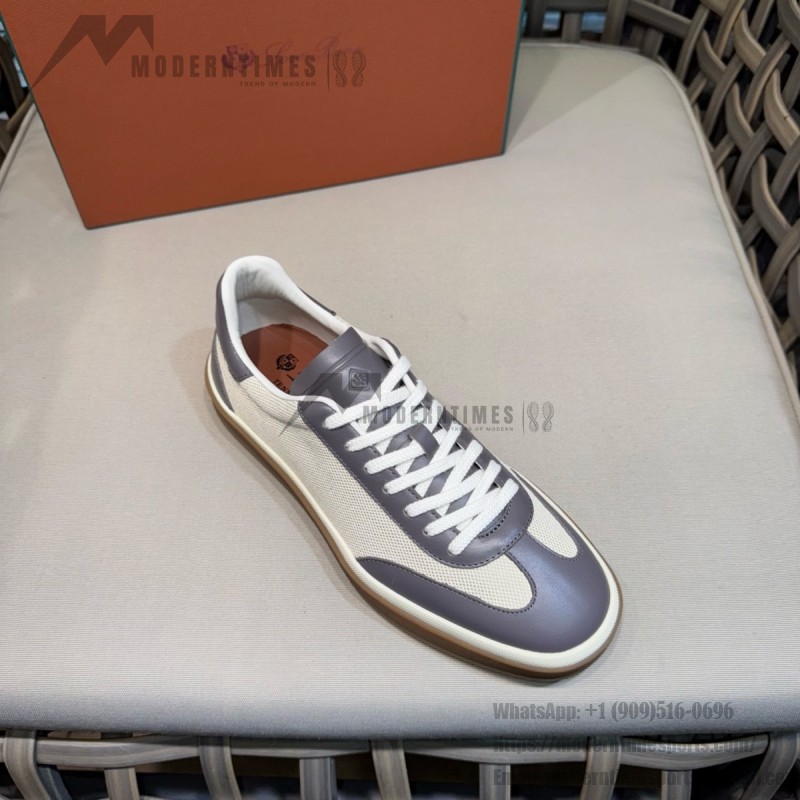 Loro Piana Tennis Walk Sneaker Light Grey minimal luxury low top casual shoes for men with gum sole