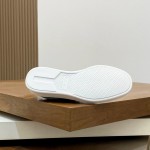 Loro Piana Tennis Walk Sneaker in light grey woven textile and tonal suede with caramel trim and white rubber sole